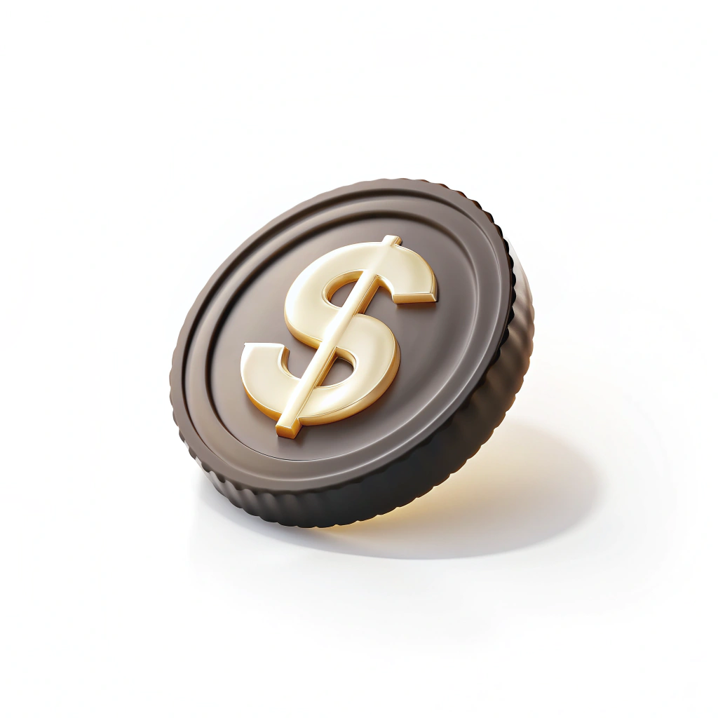 3d Dollar Coin icon referring to paid media