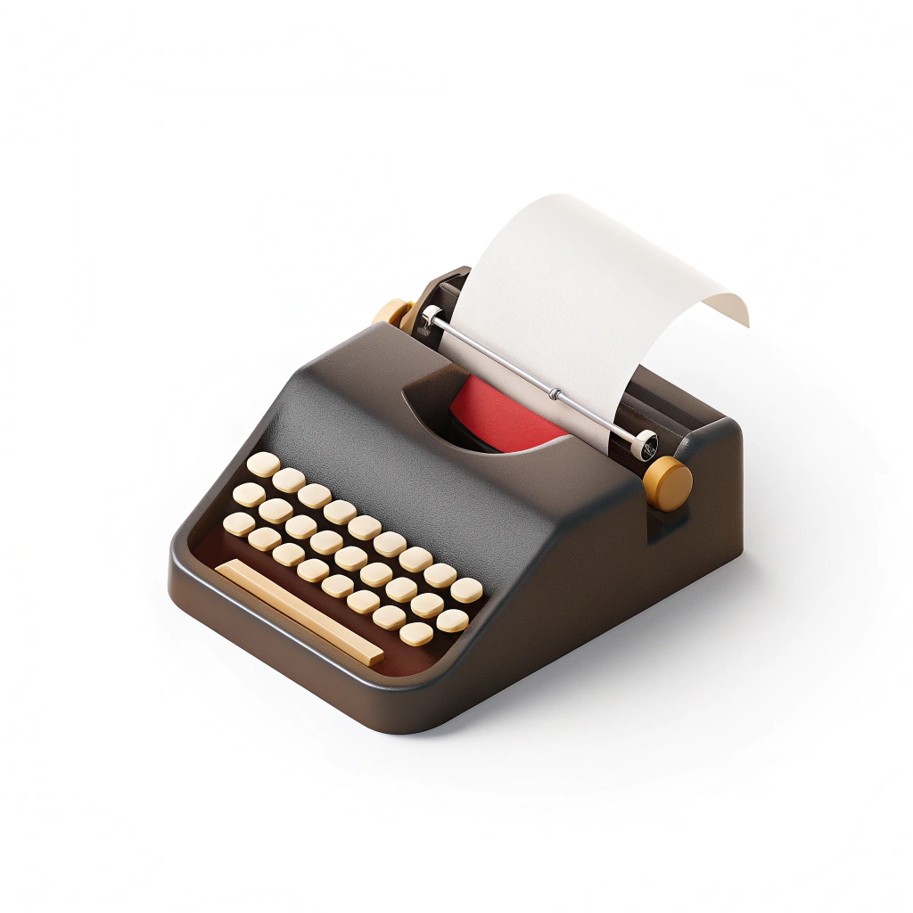 A typewriter in the form of a 3D icon symbolizes SEO Copywriting